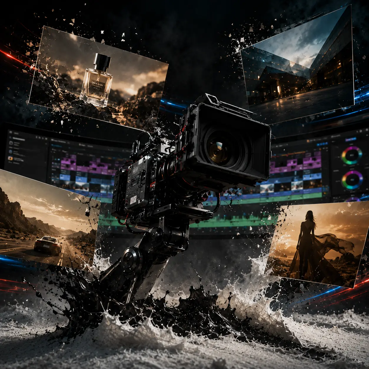 Cinematic CGI artwork representing Advertising & AI Films