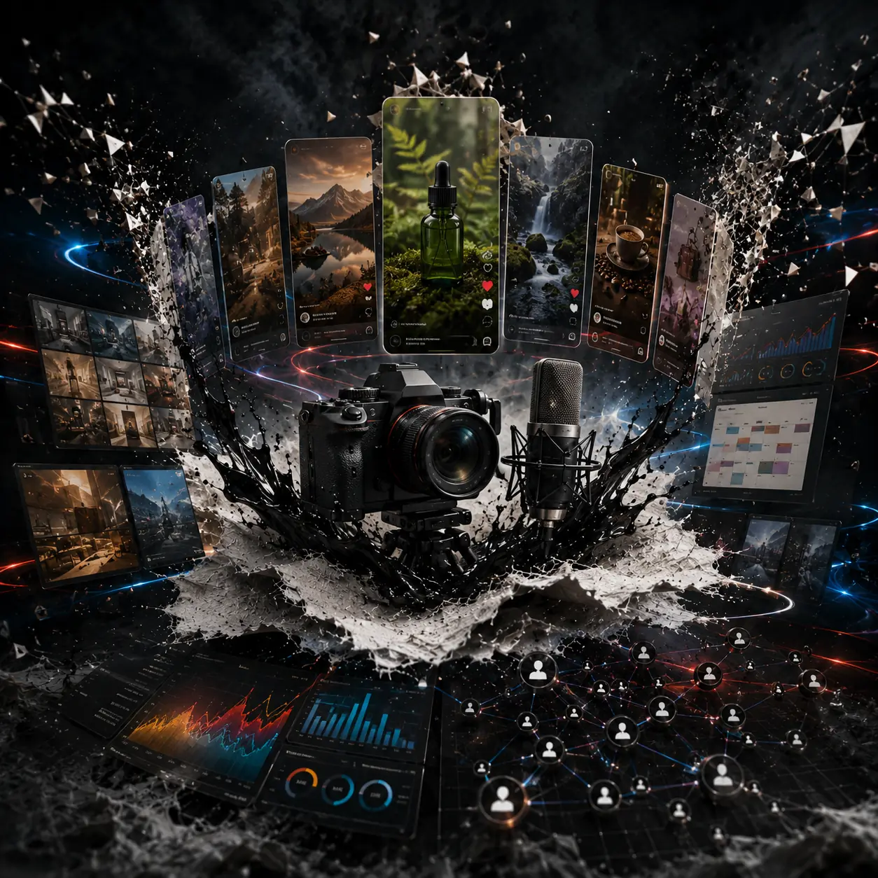 Cinematic CGI artwork representing Marketing & Content
