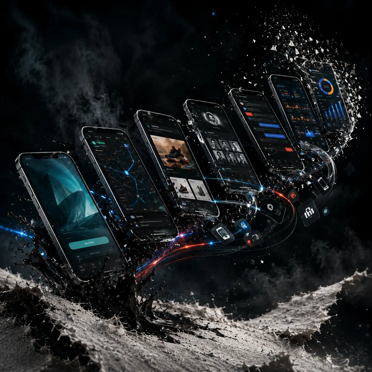Cinematic CGI artwork representing Mobile Applications
