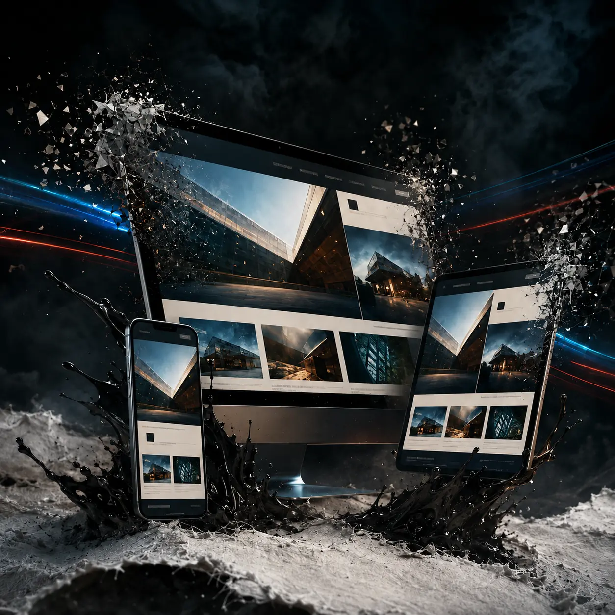 Cinematic CGI artwork representing Web Development